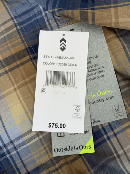 $75 Free Country Men's Excursion Short Sleeve Poplin Shirt- Cider- Size: Medium