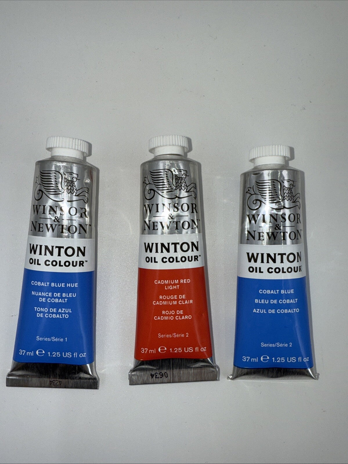 Combo Of 3 Winsor and Newton Winton Oil Colour 1.25 oz. Cadmium 1 Red,2 Blue
