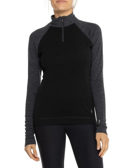 $120 Smartwool Women’s 1/4 Zip Pullover Merino 1/4 Zip-Black Dots - Small -New