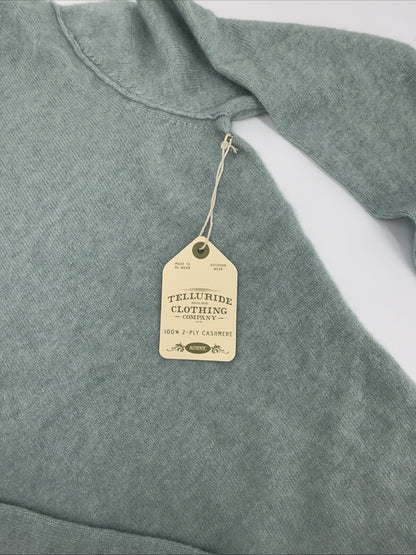 Telluride Clothing Company 2 Ply Cashmere Funnel Neck Sweater-Pistachio-Medium
