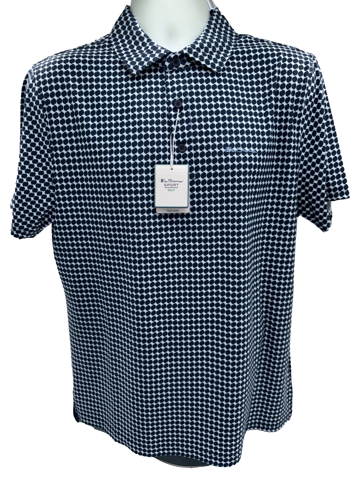 $80 Ben Sherman Men’s 3 S/S Tech Jersey Polo Shirt - Navy/Marine - Large- New