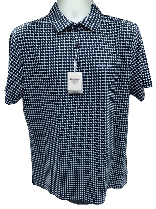 $80 Ben Sherman Men’s 3 S/S Tech Jersey Polo Shirt - Navy/Marine - Large- New