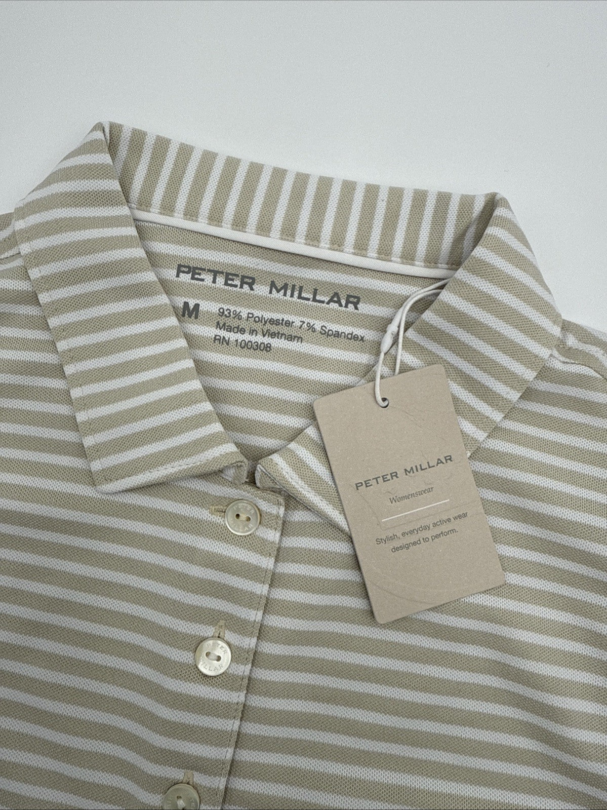 $90 Peter Millar Women’s Banded Striped  Sleeveless Top- Stone/White- Medium-New