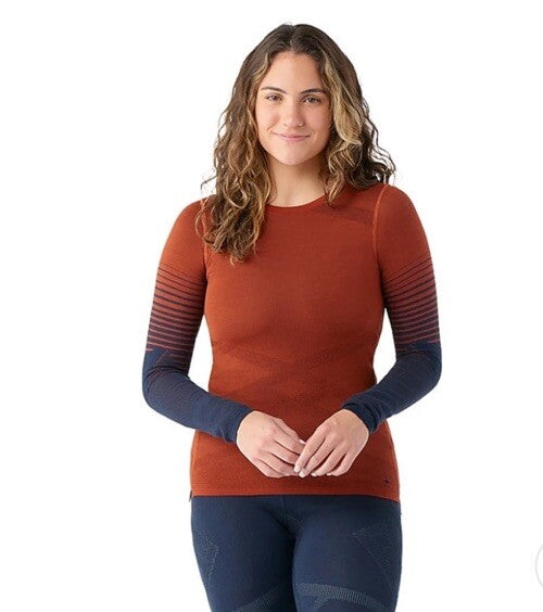 $130 Smartwool Women’s Intraknit Merino Base Layer Crew-Pecan Tan-Medium-New Tag