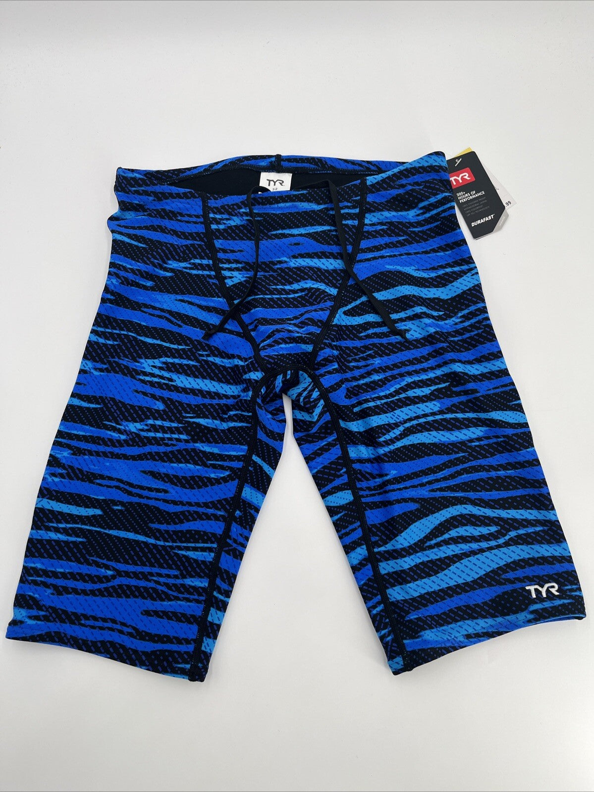 $60 TRY Men's Crypsis All-Over Jammer Swimsuit - Blue / Black- Size: 32- New Tag