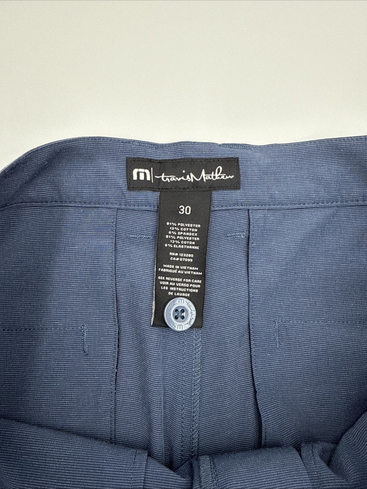 $85 Travis Mathew Men's Beck Shorts Stretch Waistband-Indigo Blue -Size: 30- New