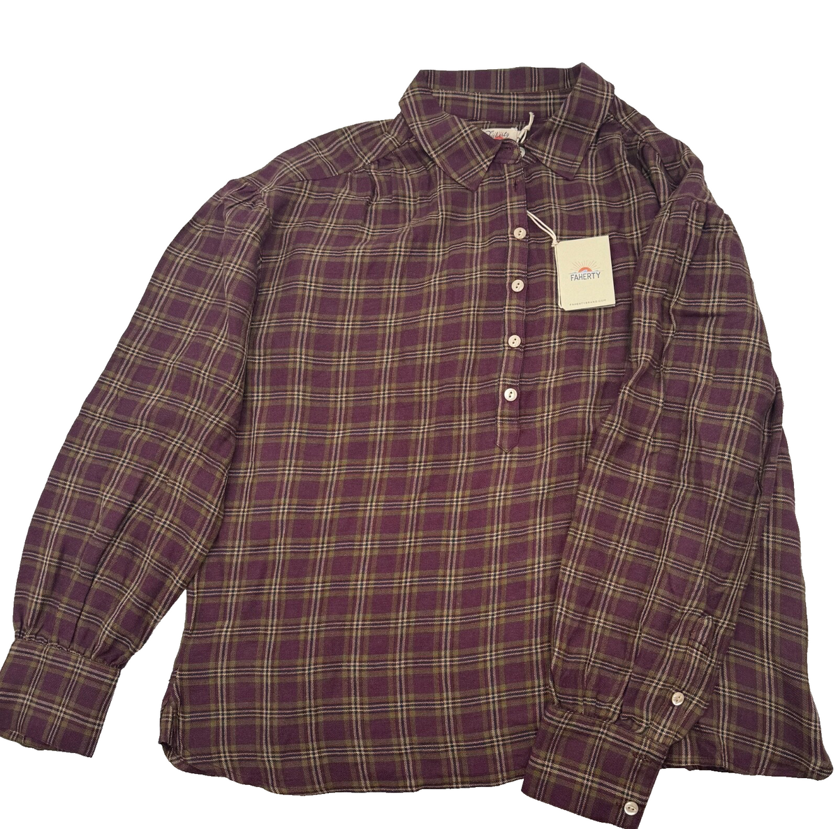 $148 Faherty Women’s- Olli Top-Mulberry Plaid-Medium-New Tag
