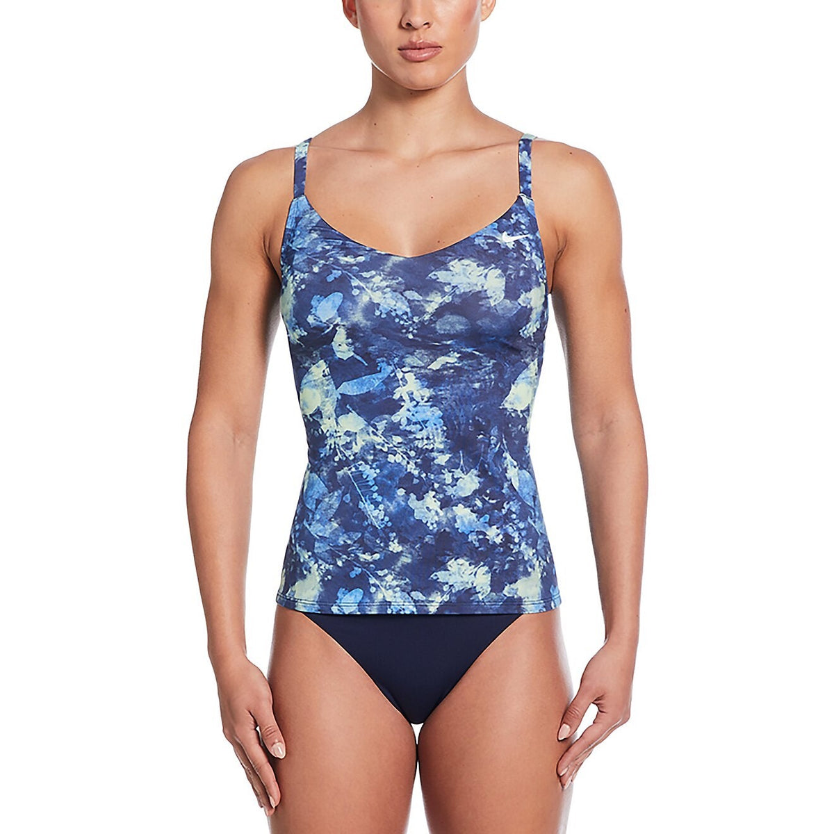 $66 Nike Women’s Floral Tie Dye V Neck Tankini Swim Top - Navy - Small - New