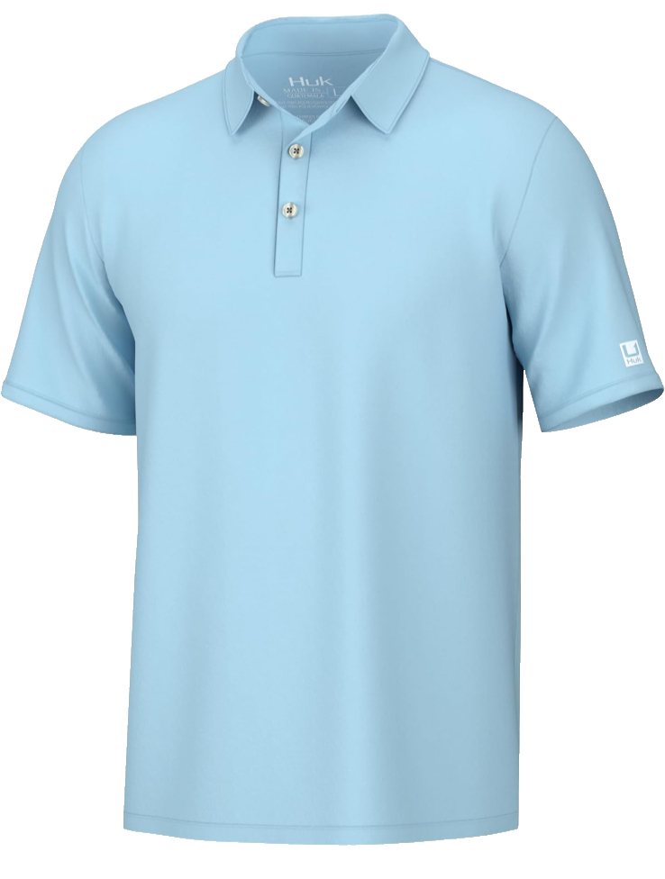 $50 Huk Performance Pursuit Polo Shirt - Crystal Blue - Small - New With Tag