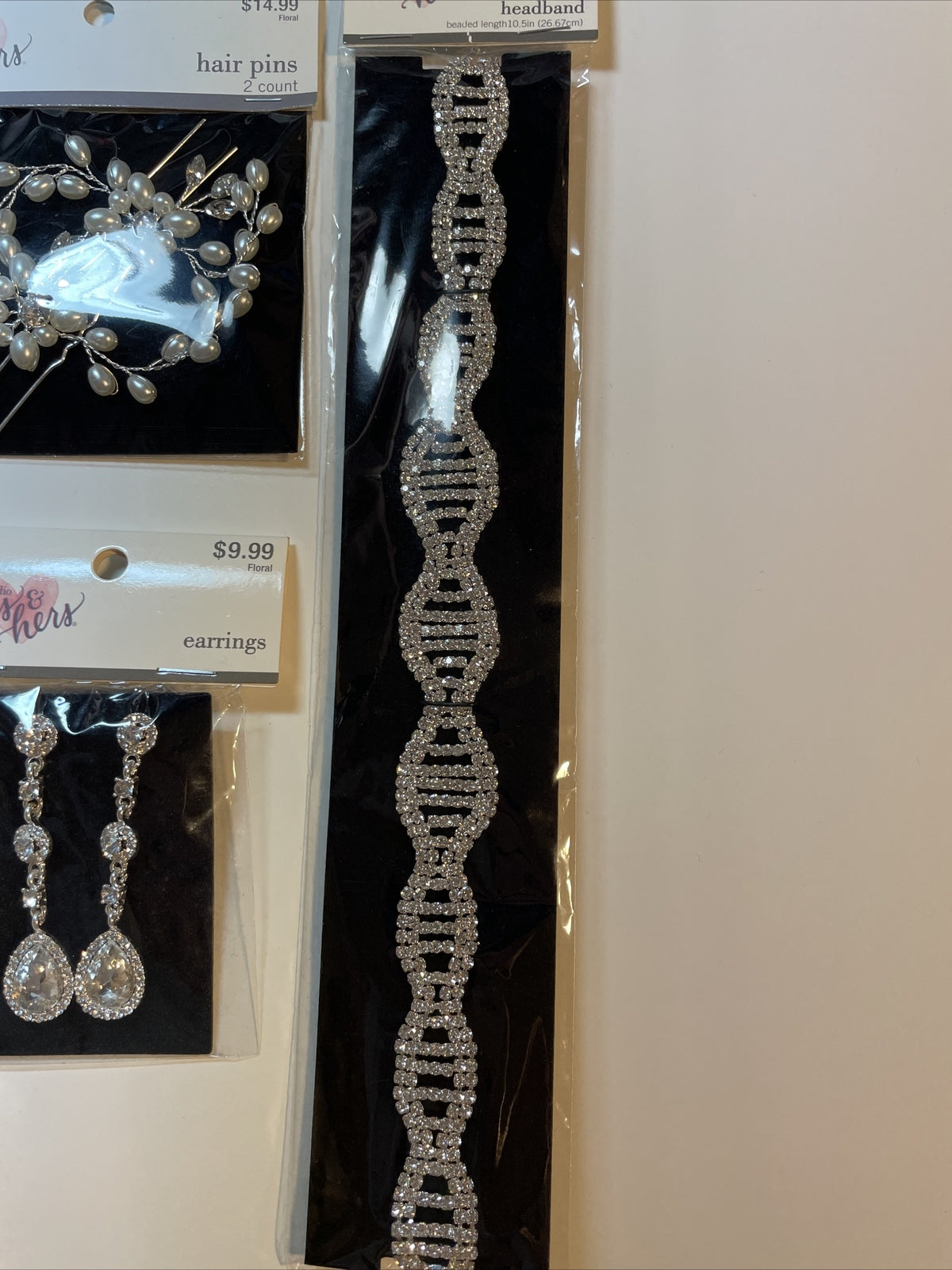 Combo Lot 3 PCs Studio His & Hers WEDDING: EARRING SET - HAIR COMB - Head Band