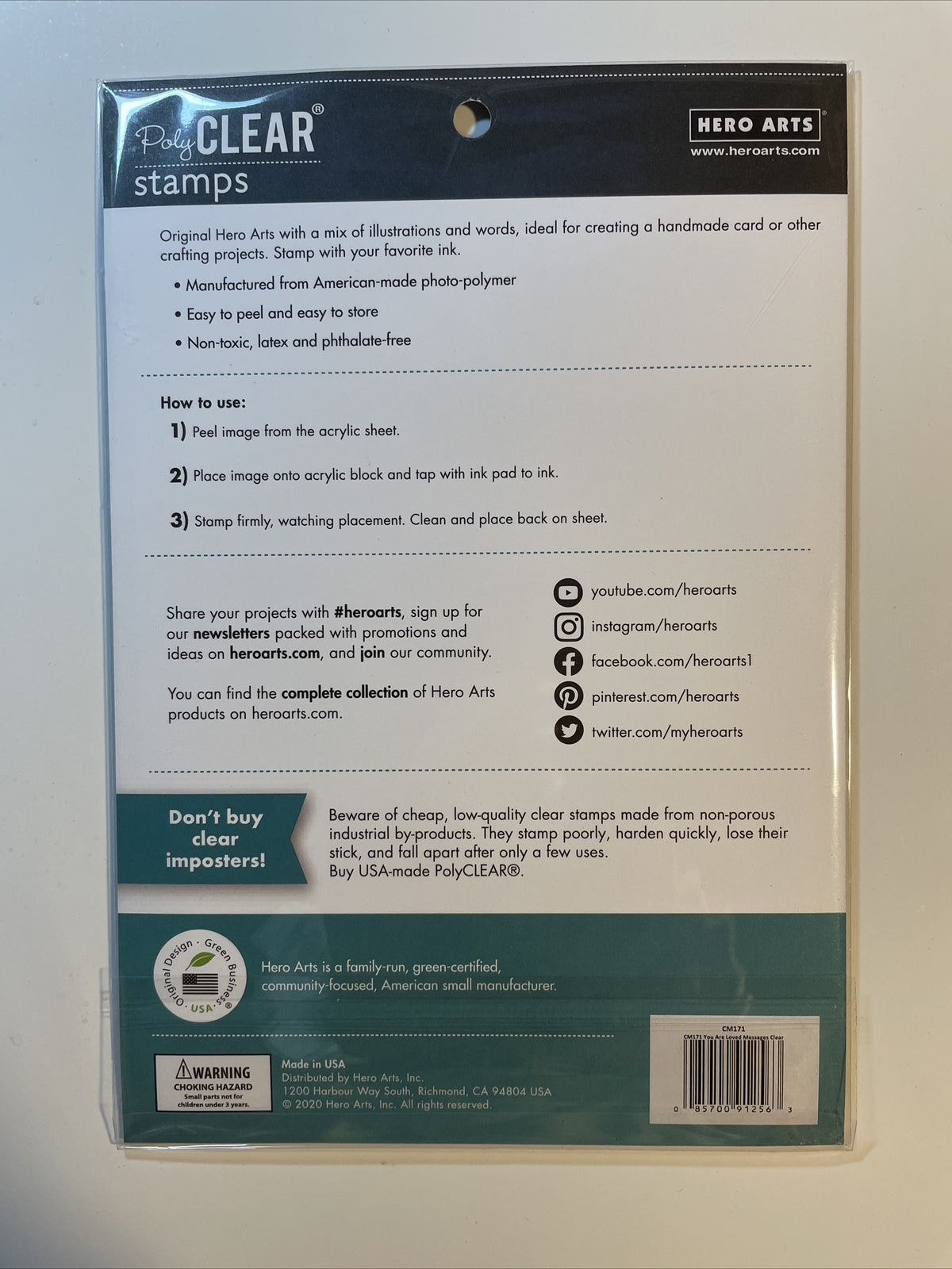 Hero Arts CM171 Poly Clear Stamps 6" x 8" set - Best Price-  You Are Loved