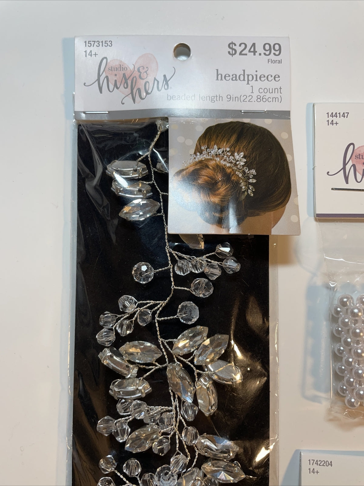 Combo Lot 3 PCs Studio His & Hers WEDDING Set: EARRINGS- Headpiece - Bracelet