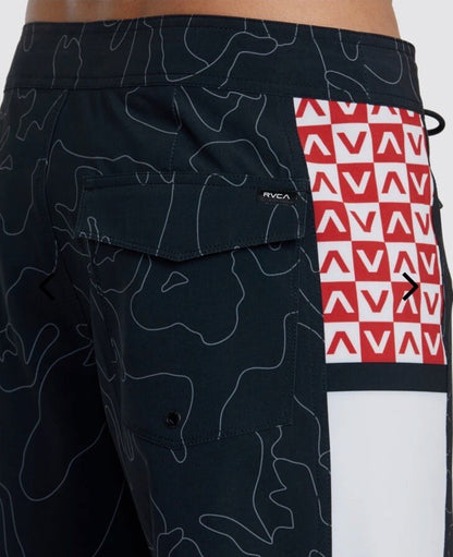 $60 RVCA Men’s Apex 2 - 18" Boardshorts Trunk - Camo Black/Red- Size: 30”- New
