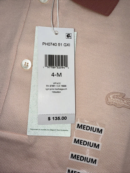 $135 Lacoste Men's Ombre Pique Polo - Light Pink - Medium - New With Tag