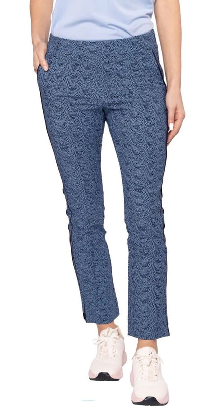 $164 Golftini Ankle Pant Side Stripes Golf Pants- Blue Swirl -Medium-New Tags