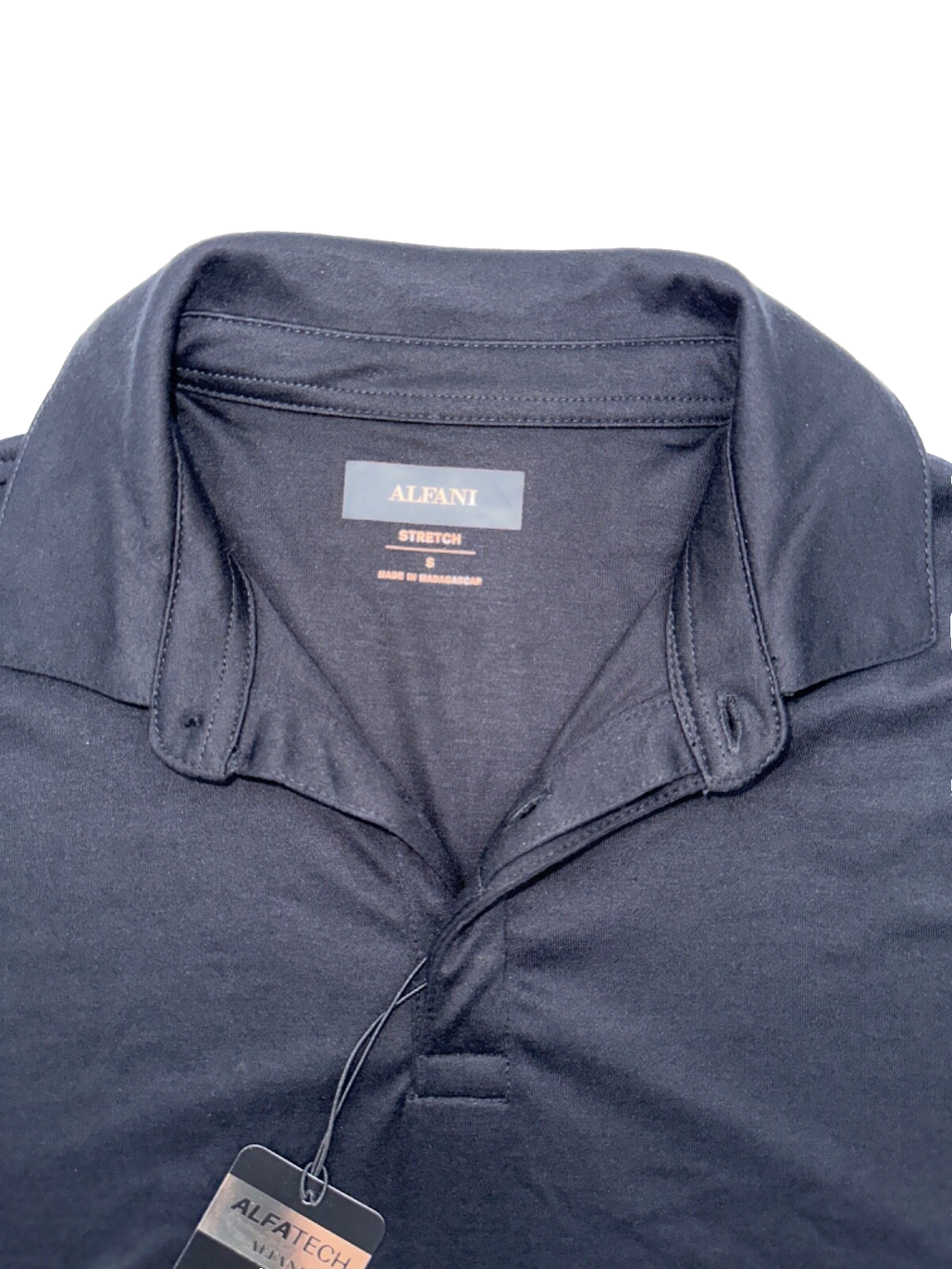 $50 Alfani Mens Classic Fit Short Sleeve Polo Shirt- Black- Small -New With Tag