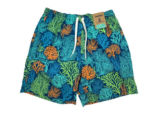 $80 Chubbies Men’s The Coral Quarrels 7” Swim Trunk Liner Shorts-Aqua - Small