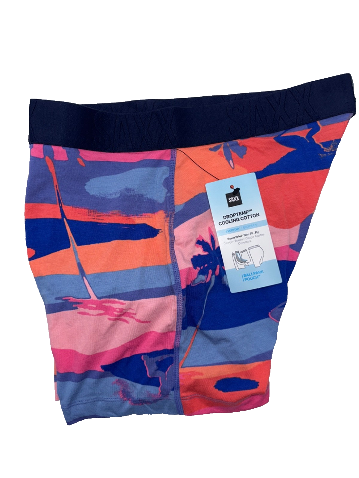 $32 SAXX Men's DropTemp Cotton Boxer Brief - Bright Palmski - Medium - New