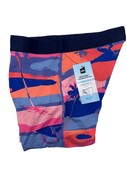 $32 SAXX Men's DropTemp Cotton Boxer Brief - Bright Palmski - Medium - New