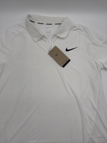 $105 Nike Men’s Dri-FIT Court Slam Tennis Polo Shirt 1/4 Zip- White-Large- NEW