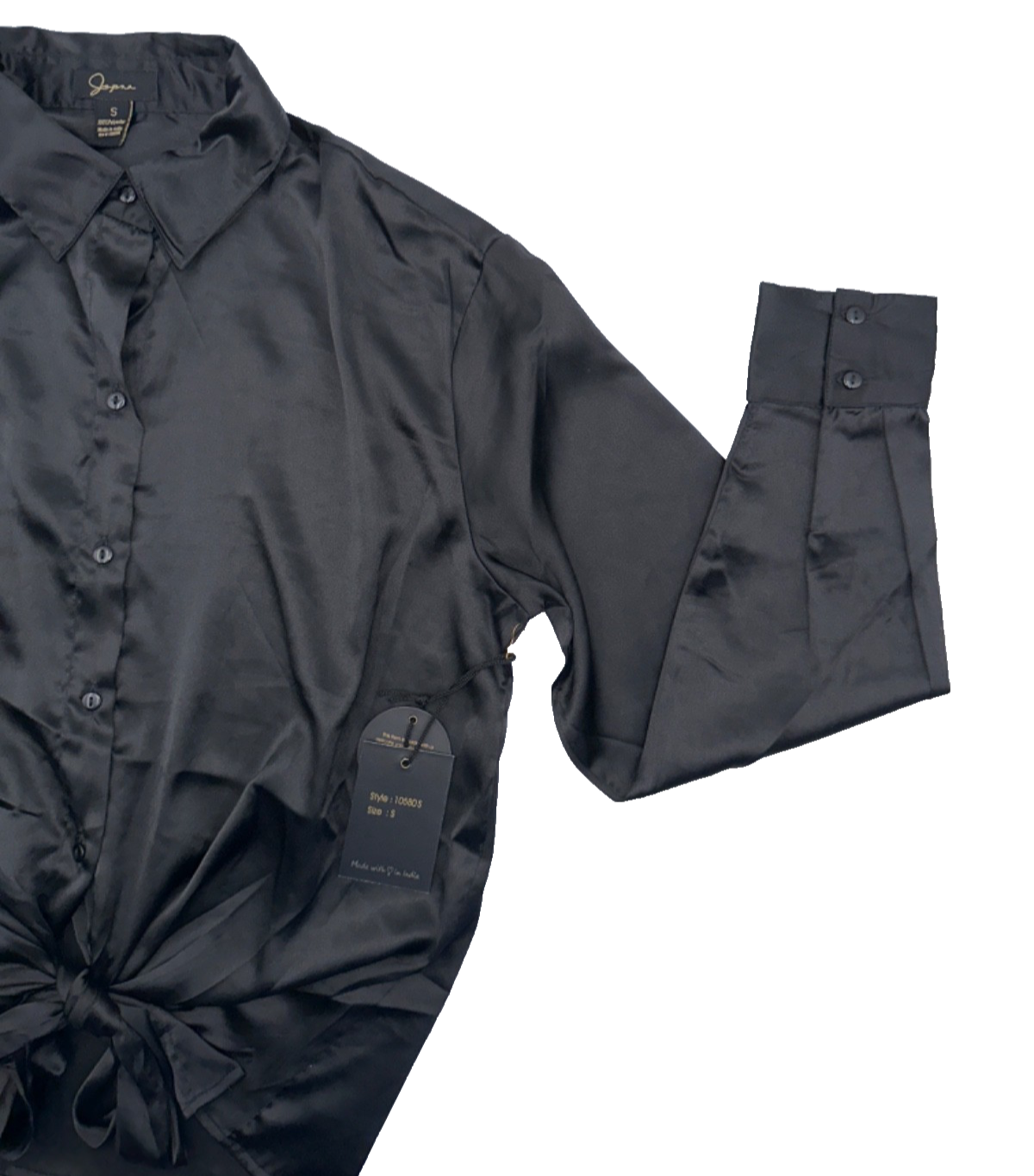 Japna Women's Longe Sleeve Blouse - Black - Small - New With Tags