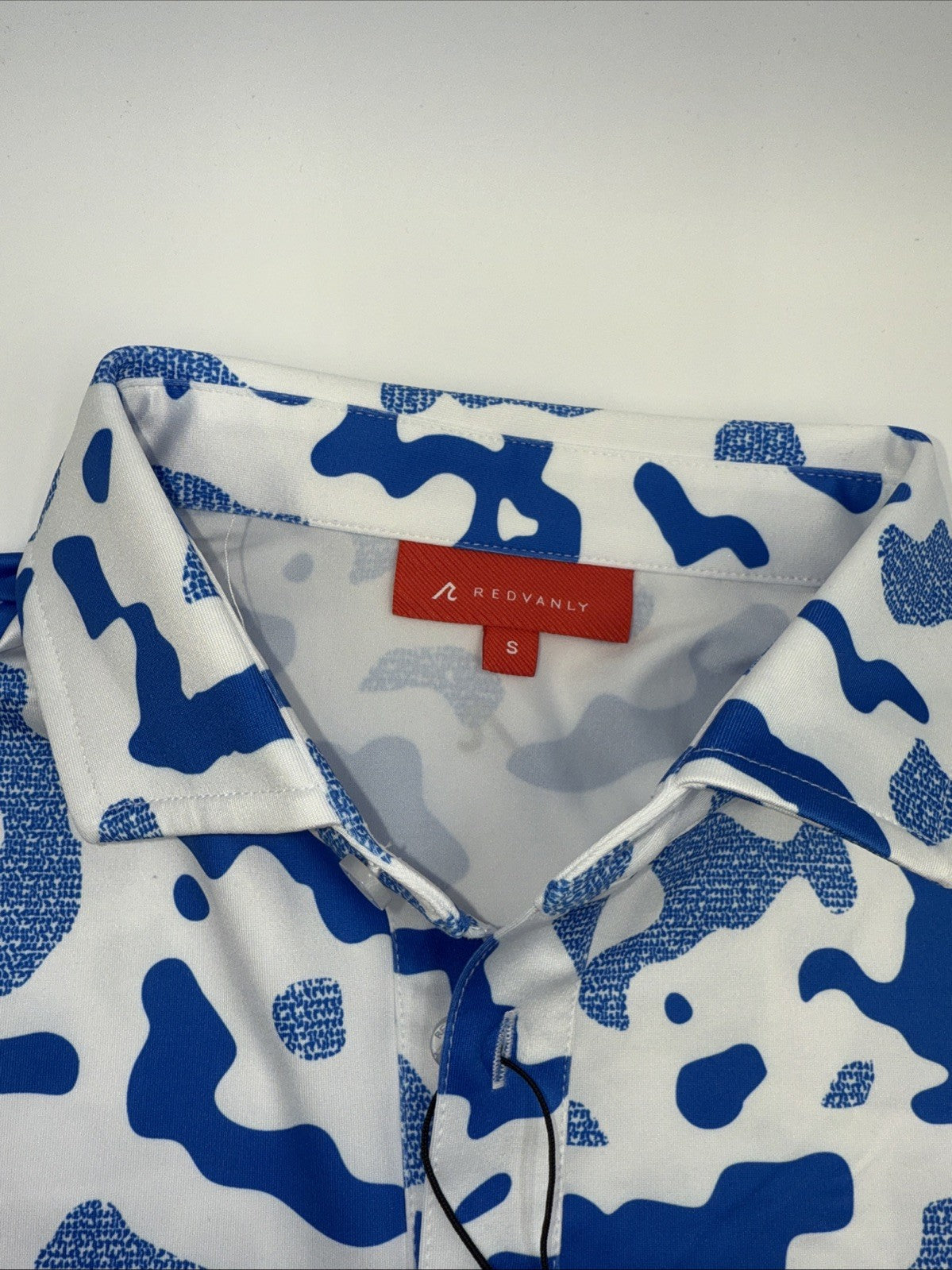 $110 Redvanly Men’s Camo Barres Golf Performance Stretch Polo Shirt-Blue-Small