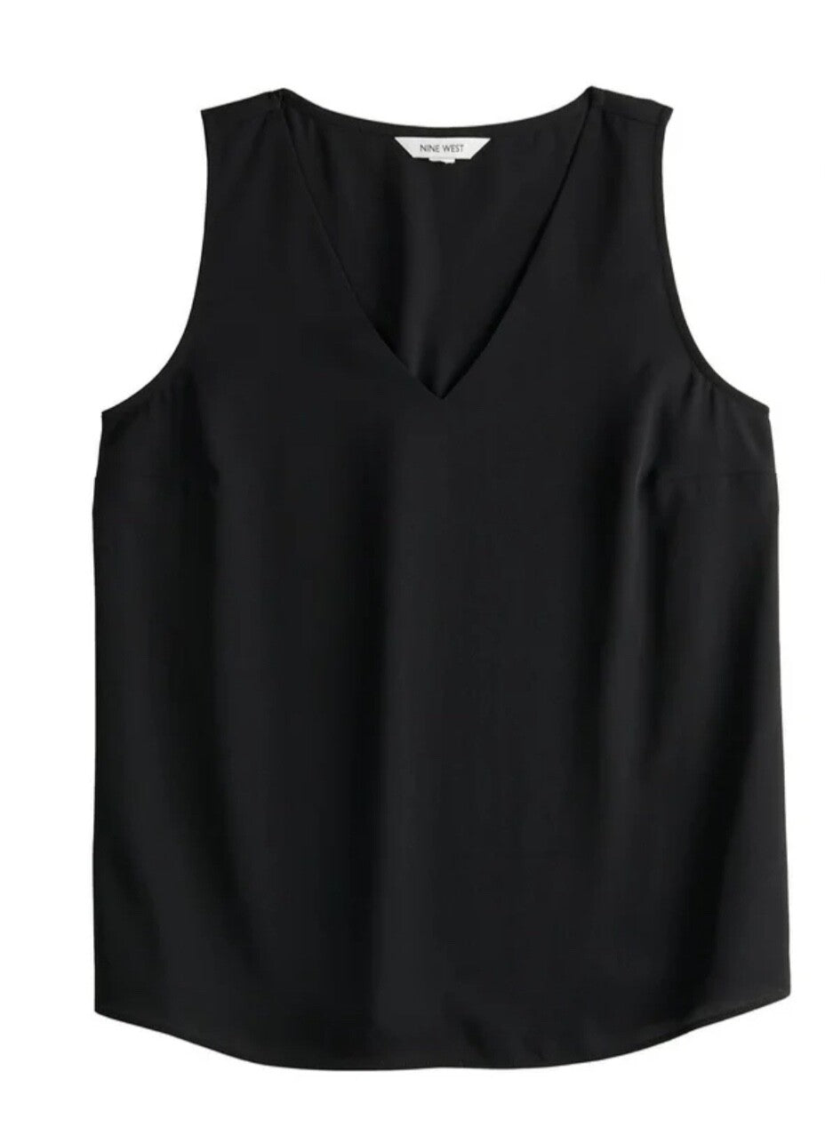 Nine West Women’s-V-Neck Tank Top-Black-Small- New Tags