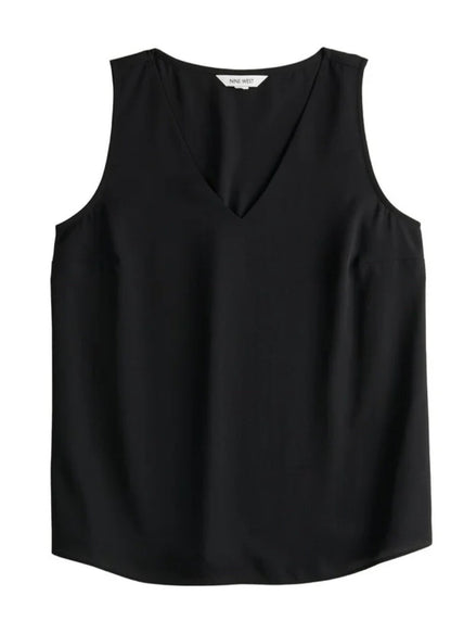 Nine West Women’s-V-Neck Tank Top-Black-Small- New Tags