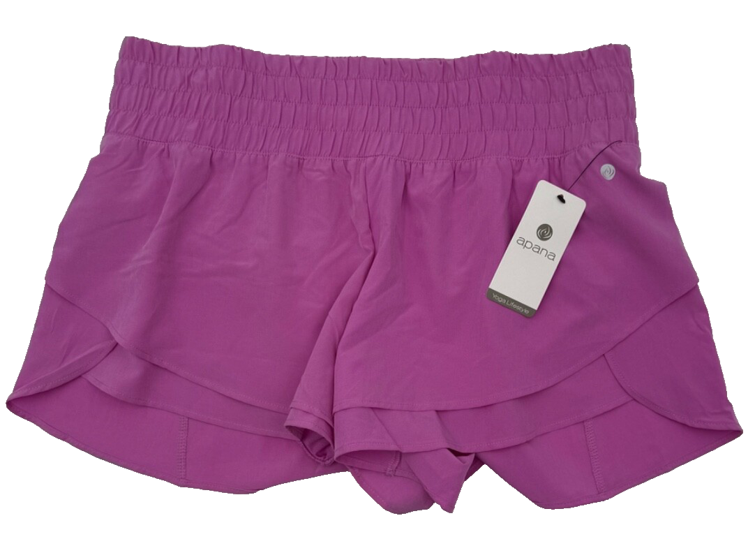 $32 Apana Women’s-Yoga Lifestyle Short-First Bloom Purple-Large-New Tag