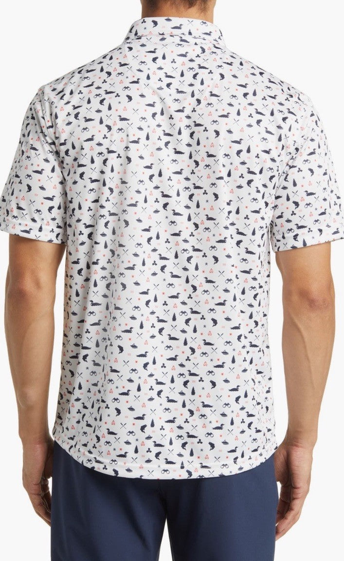 $68 Swannies Men’s Jesse Golf  Polo Shirt- White/Navy- Small - New Tags