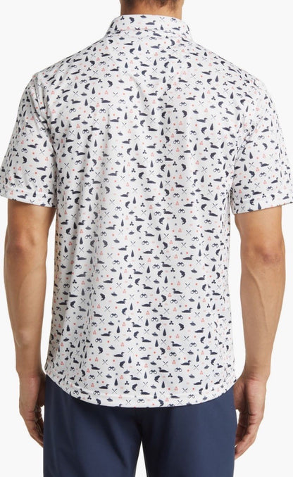 $68 Swannies Men’s Jesse Golf  Polo Shirt- White/Navy- Small - New Tags
