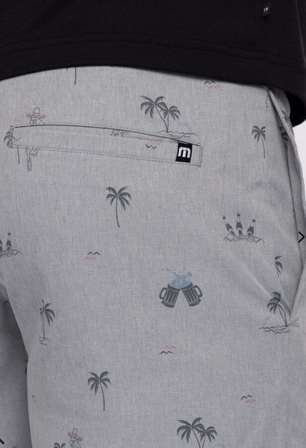 $89 Travis Mathew Men’s Straight Shot 9” Shorts - Heather Sleet- 35W - NWT