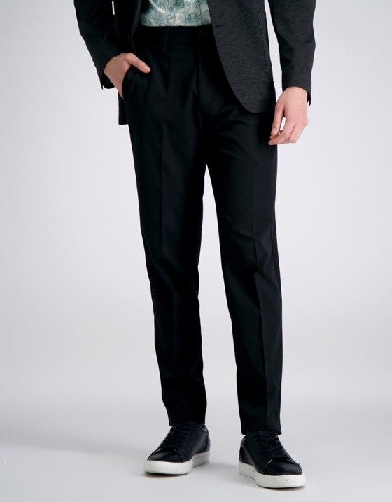 Haggar Men’s Cool Right Performance Flex Slim Fit Flat-Front Pants-Black-32Wx32L