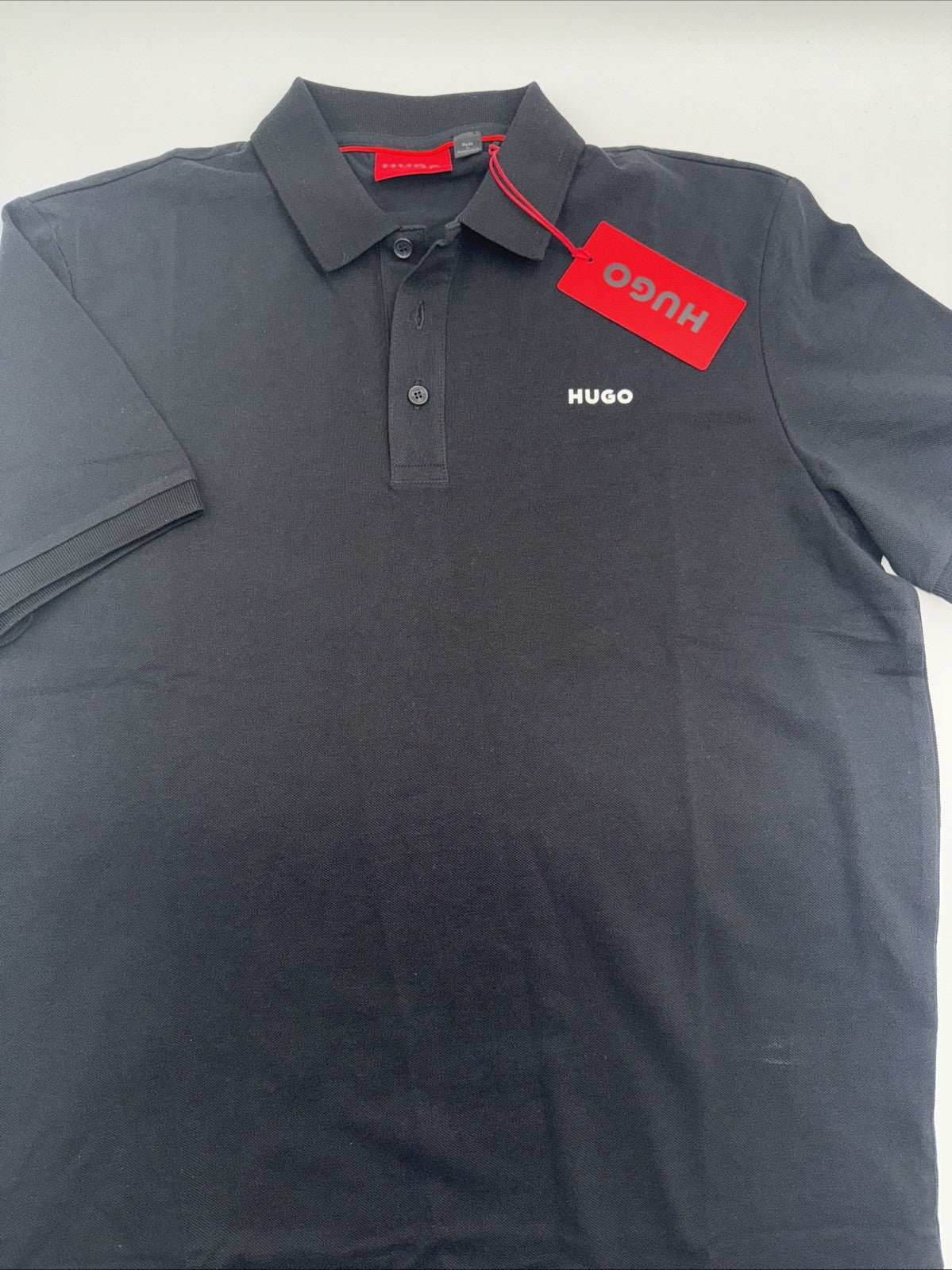 $78 Hugo Boss Men's Donos Polo Black Regular Fit Cotton S/S Shirt -Black- Small