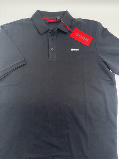 $78 Hugo Boss Men's Donos Polo Black Regular Fit Cotton S/S Shirt -Black- Small