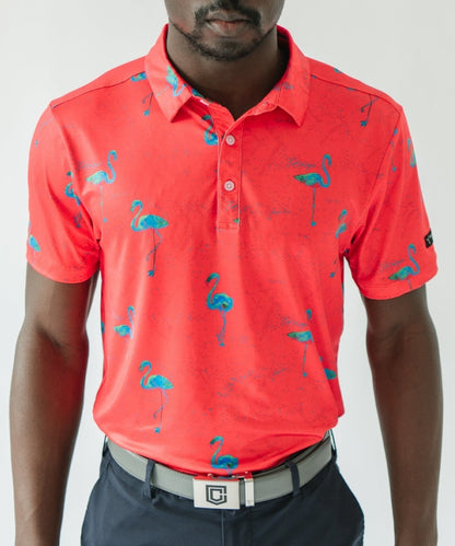 $50 YATTA GOLF Men’s Just Beachy Golf Polo - Red/Blue - Medium - New With Tags