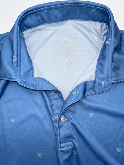 $55 Huk Men's Mixed Reels Pursuit Polo Shirt-Quiet Harbor -Small - New With Tag