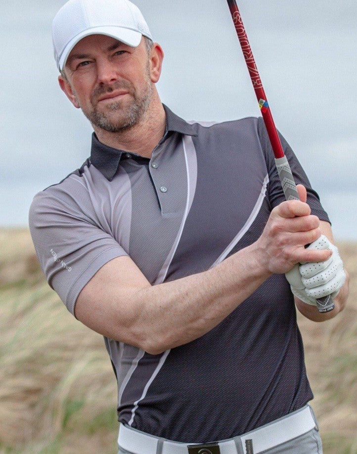 $100 Galvin Green Men’s Mico Golf Shirt Polo- Sharkskin Grey Black - Medium -New