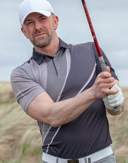 $100 Galvin Green Men’s Mico Golf Shirt Polo- Sharkskin Grey Black - Medium -New