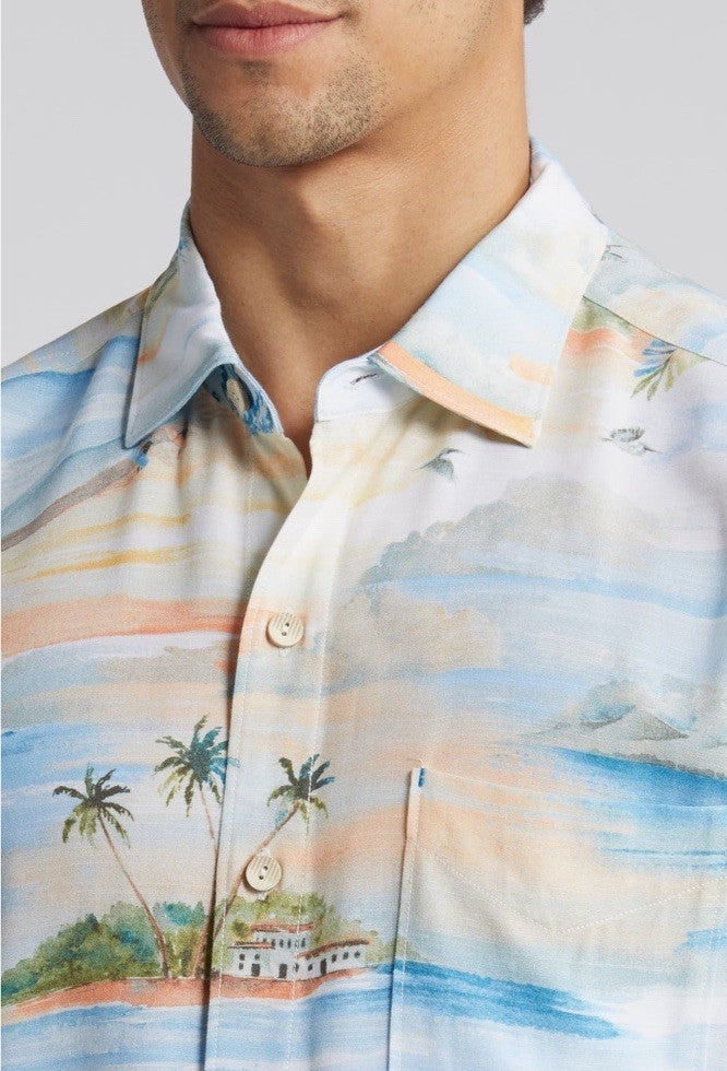 $118 Tommy Bahama Men’s Veracruz Cay Isle Vista Shirt- Ivory Multi- Medium-NEW