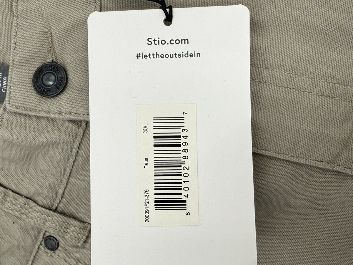 $100 Stio Men’s Organic Rivet Canvas Utility Pants- Talus- Size: 30 Long -New