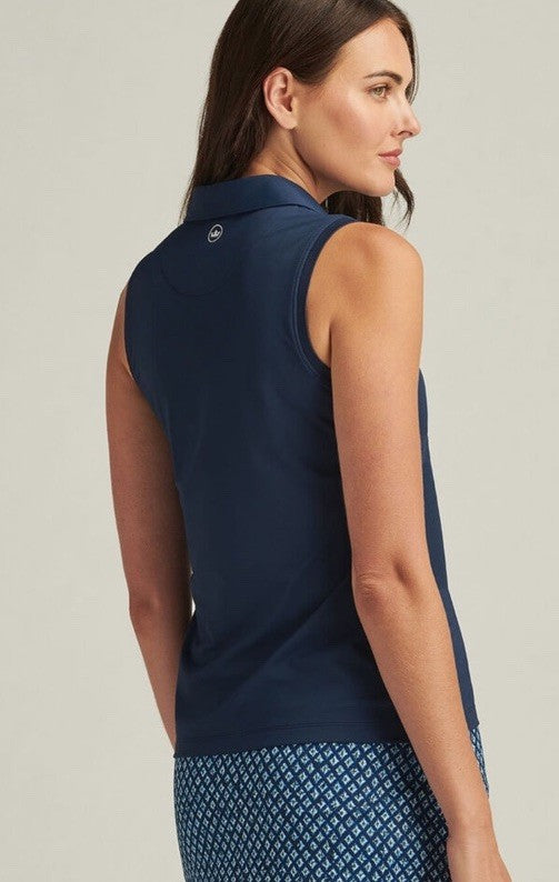 $85 Peter Millar Women’s Sleeveless Banded Polo Shirt - Navy - XSmall- New Tag