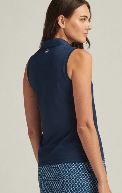 $85 Peter Millar Women’s Sleeveless Banded Polo Shirt - Navy - XSmall- New Tag