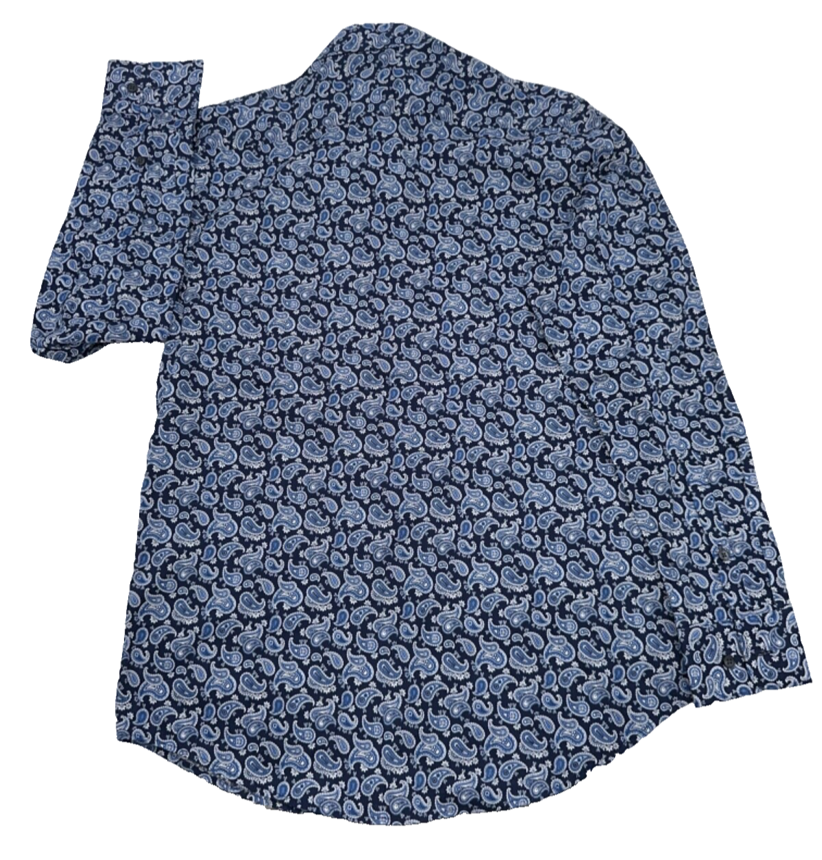 H&M Men's Regular Fit Paisley Patterned Long Sleeve- Dark Blue - Medium- New Tag
