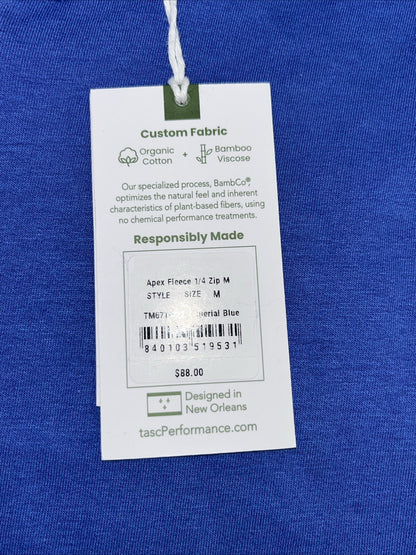 $88 Tasc Apex Fleece 1/4 Zip Pullover Jacket- Imperial Blue-Size: Medium-New