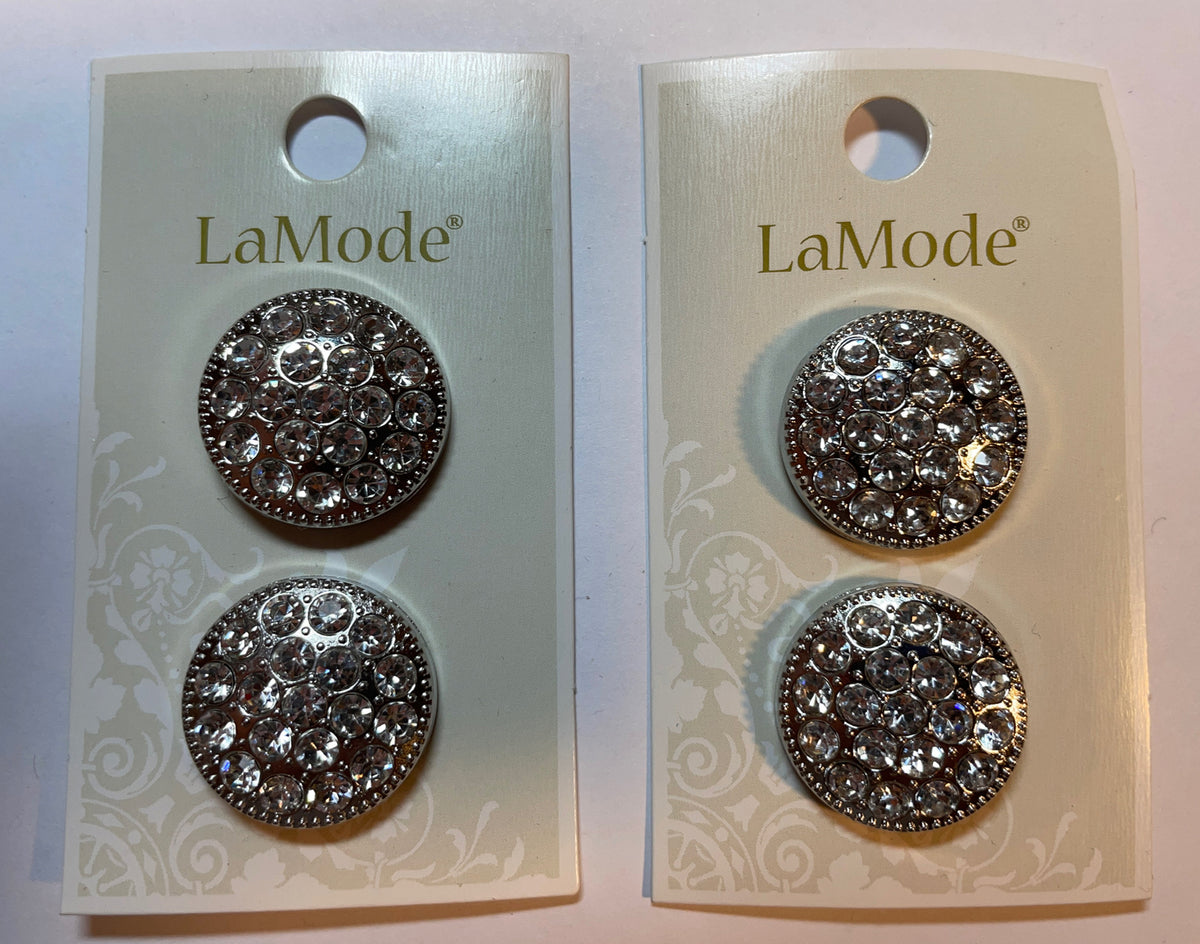 Lot Of 2 Cards La Mode rhinestones 7/8”  Buttons 400060069 Flower 2-Count