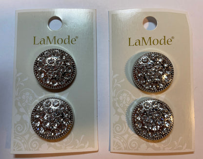 Lot Of 2 Cards La Mode rhinestones 7/8”  Buttons 400060069 Flower 2-Count