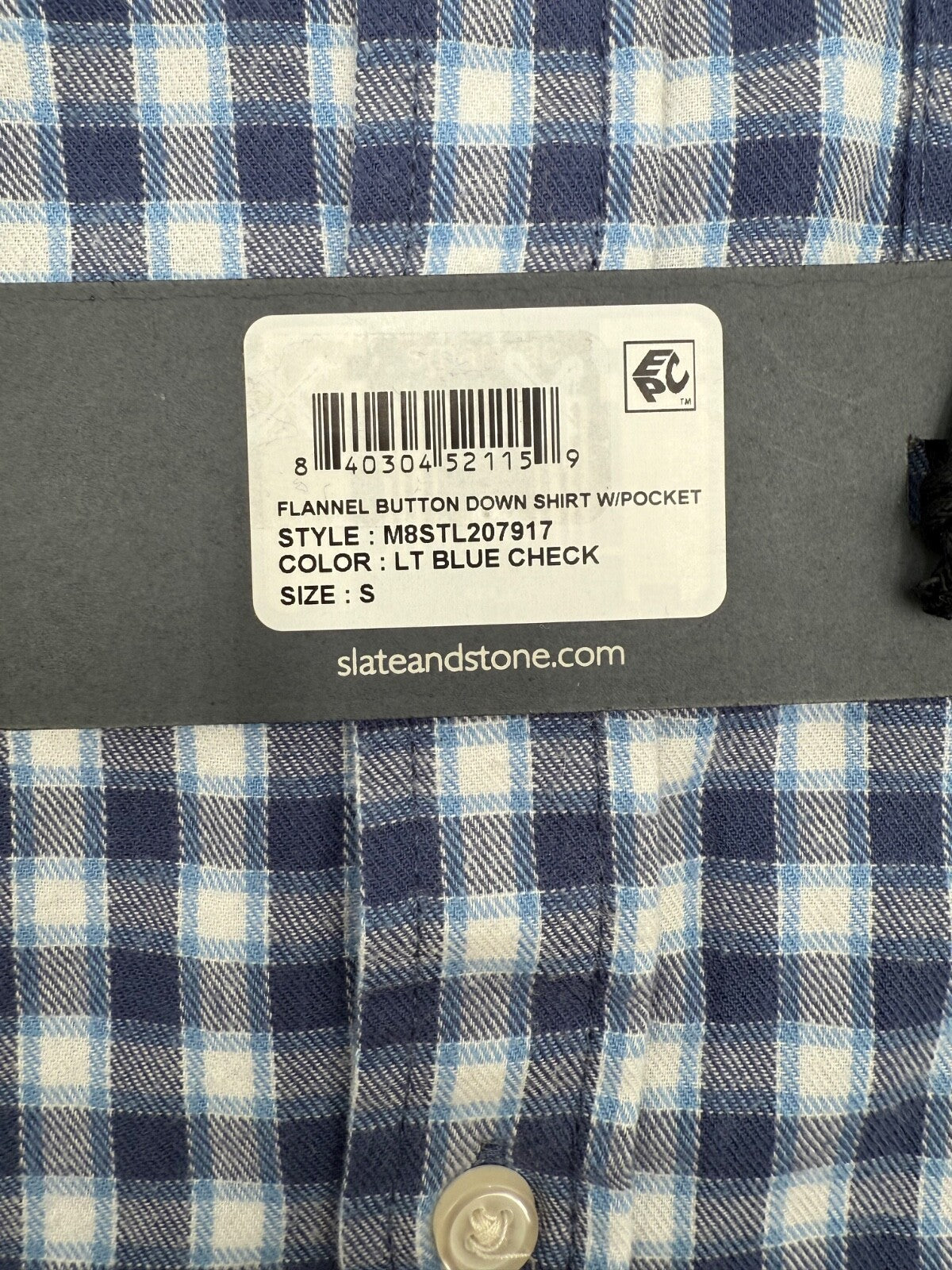 $128 Slate & Stone Men’s-Flannel Button Down Shirt- Light Blue Check-Small-New
