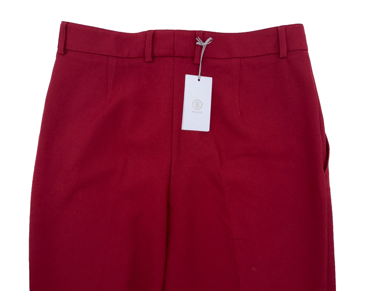 $275 Bogner Women's Fabia Pleated Pants - Bordeaux - Large - New With Tag