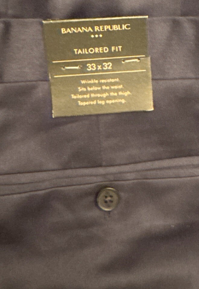 $150 Banana Republic Men’s Modern Classic Satin Suit Trouser Pants-Navy- 33Wx32L